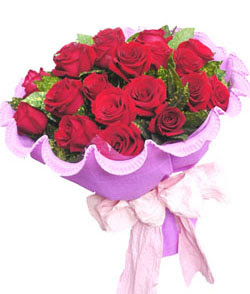 12 adet kırmızı gülden görsel buket  Eskişehir 14 şubat sevgililer günü çiçek 