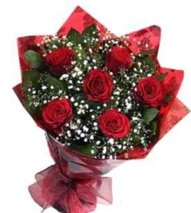 6 adet kırmızı gülden buket  Eskişehir ucuz çiçek gönder 