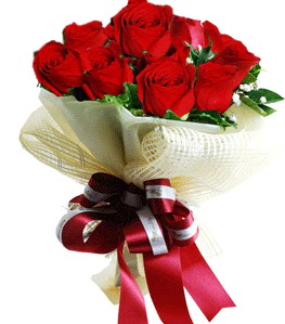 9 adet kırmızı gülden buket tanzimi  Eskişehir internetten çiçek satışı 