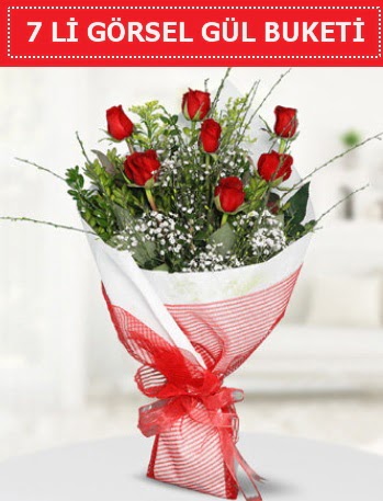 7 adet kırmızı gül buketi Aşk budur  Eskişehir online çiçek gönderme sipariş 