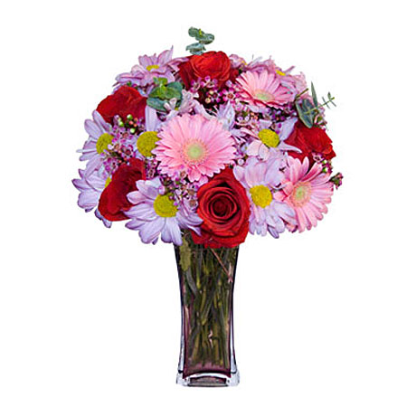 Görsel hediye karisik cam mevsim demeti  Eskişehir 14 şubat sevgililer günü çiçek 
