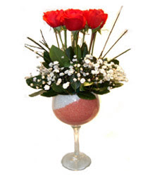  Eskişehir çiçek online çiçek siparişi  cam kadeh içinde 7 adet kirmizi gül çiçek