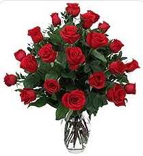  Eskişehir anneler günü çiçek yolla  24 adet kırmızı gülden vazo tanzimi