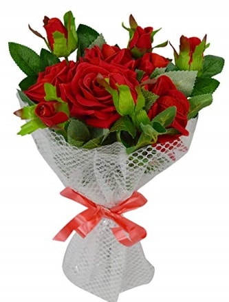 9 adet kırmızı gülden sade şık buket  Eskişehir çiçek siparişi vermek 